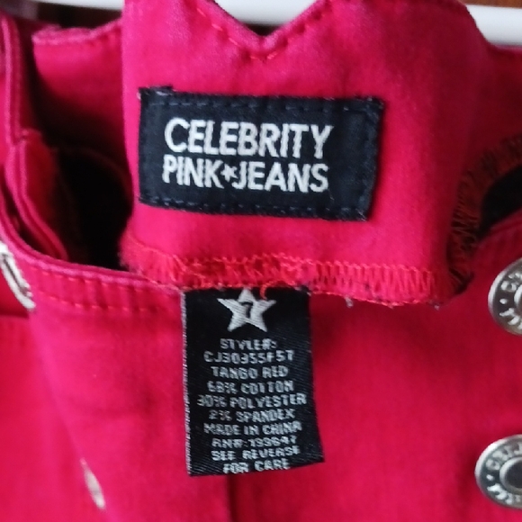 Celebrity Pink- Red High-Waist Button Front Shorts - Picture 2 of 12